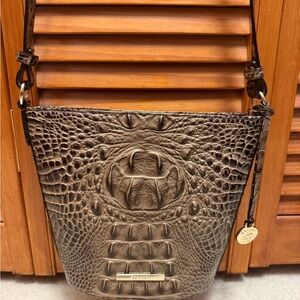 Brahmin Brown Crocodile Embossed Crossbody Bag